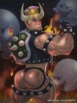  1boy armband artist_name ass bara biceps blonde_hair blue_eyes blush boo_(mario) bowsette collar crown ear_piercing fangs feet_out_of_frame fingerless_gloves fire genderswap genderswap_(ftm) gloves henry_partum horns huge_ass jockstrap legband looking_at_viewer male_focus male_underwear manly mario_(series) mature_male muscular muscular_male piercing shell short_hair smirk spiked_collar spikes tattoo teeth thick_arms thick_eyebrows thick_thighs thighs turtle_shell underwear wristband 