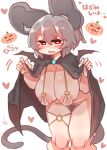  &lt;3 absurd_res animal_humanoid big_breasts big_ears blush bottomless bra breasts cape cleavage clothed clothing fake_wings female grey_hair hair halloween hi_res holidays humanoid jack-o&#039;-lantern japanese_text mammal mammal_humanoid mouse_humanoid murid murid_humanoid murine murine_humanoid nazrin pubes red_eyes rodent rodent_humanoid sabitare short_hair skimpy solo sound_effects text touhou translation_request underwear video_games 