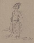  absurd_res anthro argonian bethesda_softworks biped bottomwear claws clothing feathers hi_res horn loincloth male scalie shows-his-scales solo standing the_elder_scrolls video_games xeirla 