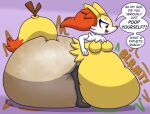  2021 after_vore ambiguous_gender anthro belly big_belly braixen breasts dialogue diaper digestion digestion_noises digital_media_(artwork) dominant dominant_female english_text feces female filth fur generation_6_pokemon hi_res male mammal messy_diaper nintendo nyxiettenyxstar oral_vore pokemon pokemon_(species) rumbling_stomach scat simple_background soiled_diaper soiling solo speech_bubble text video_games vore yellow_body 