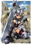  absurdres armor blonde_hair break_blade delphine_(break_blade) highres komatsu_eiji long_hair mecha_musume one_knee solo sword weapon 