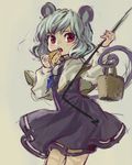  ama-tou animal_ears basket capelet cheese food grey_hair jewelry mouse_ears mouse_tail nazrin pendant red_eyes solo tail touhou 