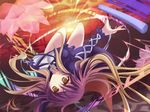  bad_id bad_pixiv_id dress flower gradient_hair highres hijiri_byakuren legs long_hair lotus marionette_(excle) multicolored_hair scroll solo sorcerer's_sutra_scroll touhou upside-down yellow_eyes 