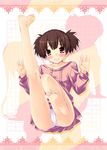  bad_id bad_pixiv_id barefoot brown_eyes brown_hair casual feet hirasawa_ui k-on! leg_up legs nakano_azusa no_pants panties pantyshot pantyshot_(sitting) salute short_hair short_twintails silhouette sitting solo suzuki_jun twintails underwear vulcan_salute white_panties yuki_usagi 