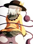  all_fours ass bad_id bad_pixiv_id dise from_behind hat komeiji_koishi looking_back pantyhose profile solo touhou upskirt white_eyes white_hair white_legwear 