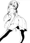  adjusting_clothes adjusting_legwear ahoge evangelion:_2.0_you_can_(not)_advance glasses greyscale long_hair makinami_mari_illustrious monochrome necktie neon_genesis_evangelion panties pantyshot rebuild_of_evangelion sagatsune skirt sock_pull solo thighhighs underwear 