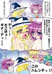  alice_margatroid bad_id bad_pixiv_id blonde_hair blush kawashiro_nitori kirisame_marisa komeiji_satori mind_reading multiple_girls musical_note patchouli_knowledge ryutotoranoikkiuchi subterranean_animism touhou translated yuri 