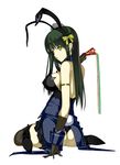  animal_ears ass bad_hands bad_id bad_pixiv_id bow breasts bunny_ears bunny_tail covered_nipples gloves green_hair high_heels large_breasts nakabayashi_reimei one_eye_closed ouka_nagisa simple_background solo super_robot_wars super_robot_wars_original_generation tail thighhighs yellow_bow yellow_eyes 