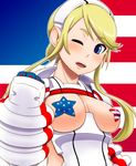  america blonde_hair blue_eyes breastless_clothes breasts heroman large_breasts lina_davis one_eye_closed pasties solo tomatto_(@ma!) 