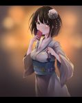  1girl cellphone female hair_ornament highres japanese_clothes katou_megumi kimono minami_machi phone saenai_heroine_no_sodatekata smile solo yukata 