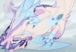  2022 absurd_res animal_genitalia claws cloaca dragon feathered_wings feathers feet female feral fur furred_dragon genitals hi_res inno-sjoa looking_at_viewer low-angle_view nude pawpads paws pink_body presenting presenting_cloaca solo teats white_body wings wyvern 