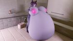  ahegao anthro bathroom belly blender_(software) bovid bovine breasts coolboy01fa hair herm hi_res holding_breast hose hose_inflation inflation intersex jazzie_grei looking_pleasured mammal nipples nude penetration pink_nipples purple_body purple_hair solo water_inflation yiffalicious 