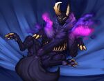  absurd_res anus black_body clitoral_hood clitoris digital_media_(artwork) dragon female feral genitals hi_res inno-sjoa purple_smoke pussy smoke solo spread_legs spreading 