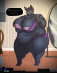  2019 anthro belly big_breasts bra breasts clothed clothing digital_media_(artwork) domestic_cat english_text felid feline felis female fur hair hi_res huge_breasts looking_at_viewer mae_borowski mammal mirror night_in_the_woods nipple_slip nipples notched_ear obese obese_anthro obese_female open_mouth overweight overweight_anthro overweight_female panties red_eyes solo takarachan text thick_thighs underwear video_games wide_hips 