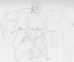  abs aged_up anthro balls big_balls big_muscles big_penis cartoon_network chiropteran erection fangs fur genitals hair huge_muscles humanoid_genitalia humanoid_penis hyper hyper_muscles male mammal max_(sci) monochrome muscular muscular_anthro muscular_male navel nipples penis sbshouseofpancakes smile solo standing summer_camp_island tuft 