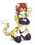  anthro big_breasts breasts brown_hair butt cat_lingerie claws clothed clothing dany-kabii-art felid female fur green_eyes hair hi_res hybrid lauren_vanpelt liger lingerie lion mammal muscular muscular_female pantherine solo striped_body stripes yellow_body yellow_fur 