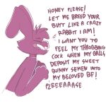  absurd_res anthro bodily_fluids cheek_tuft crying dialogue english_text eyes_closed facial_tuft fur hi_res humor lagomorph leporid male mammal meme open_mouth pink_body pink_fur rabbit simple_background solo tears text the_xing1 tuft white_background 