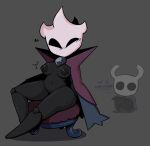  &lt;3 a_stranger12 anthro arthropod belly black_body blush breasts chair cloak clothing dialogue emilitia female furniture hollow_eyes hollow_knight male navel nipples team_cherry thick_thighs vessel_(species) video_games 