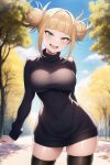  ai-generated black_dress boku_no_hero_academia dress gladas non-web_source open_mouth skindentation toga_himiko 