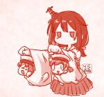  3girls artist_logo daitou_(kancolle) detached_sleeves hair_ornament headgear hiburi_(kancolle) japanese_clothes kantai_collection kutone_shirika medium_hair monochrome multiple_girls playing sepia wide_sleeves yamashiro_(kancolle) 