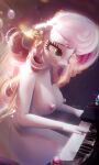  3d_(artwork) anthro anthrofied breasts clothed clothing digital_media_(artwork) equid equine female friendship_is_magic hair hasbro hevexy hi_res keyboard_instrument mammal musical_instrument my_little_pony nipples piano pink_hair sitting smile solo sweetie_belle_(mlp) topless 