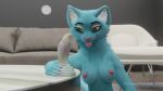  anthro bad_dragon bananastheleech blep blue_body blue_fur breasts chair clock crackers_(bad_dragon) dildo felid female fur furniture green_eyes hi_res kraft_trio mammal mischievous nipples notched_ear pink_nipples sex_toy sofa solo table tongue tongue_out 