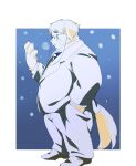  2022 anthro bottomwear canid canine canis clothing domestic_dog headphones hi_res humanoid_hands inunoshippo kemono male mammal necktie overweight overweight_male pants shirt solo suit topwear 