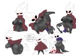  anal anal_penetration anthro arthropod belly bent_over big_breasts black_body black_nipples bodily_fluids breasts butt cloak clothing dialogue disembodied_penis duo female from_behind_position genital_fluids genitals hi_res hollow_eyes hollow_knight hornet_(hollow_knight) insect male male/female navel neiliousdyson nipples penetration penis protagonist_(hollow_knight) pussy pussy_juice sex sweat sweatdrop team_cherry vein veiny_penis vessel_(species) video_games weapon 