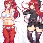  bandaged_chest black_dress breasts dakimakura_(medium) dress erza_scarlet fairy_tail highres large_breasts long_hair panties red_hair underwear undressable yuj 