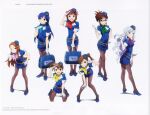  6+girls ;d absurdres akizuki_ritsuko amami_haruka artist_name blue_hair blue_headwear blue_jacket blue_scarf blue_skirt brown_eyes brown_hair brown_pantyhose closed_mouth copyright_name flight_attendant full_body futami_ami futami_mami glasses gloves green_eyes green_scarf grin hair_ribbon hand_on_lap hand_on_own_knee hat highres holding idolmaster jacket kisaragi_chihaya kneeling leaning_forward long_hair looking_at_viewer minase_iori mini_hat miniskirt multiple_girls official_art one_eye_closed one_side_up open_mouth page_number pantyhose pencil_skirt pink_scarf purple_skirt red_eyes red_ribbon red_scarf ribbon scarf shijou_takane shiny shiny_hair short_hair short_sleeves side_ponytail skirt smile standing travel_attendant uemura_jun uniform updo v_over_eye very_long_hair white_background white_gloves white_hair yellow_scarf 