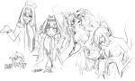  4girls antlers bangs bespectacled blunt_bangs branch ceres_fauna chain eus_ing formal glasses hair_intakes hair_ornament halo highres holding holding_notepad hololive hololive_english long_hair monochrome monster_girl multiple_girls nanashi_mumei necktie ninomae_ina&#039;nis notepad ouro_kronii pointy_ears short_hair sidelocks suit syringe talons tentacle_hair very_long_hair virtual_youtuber wings 
