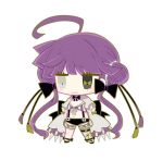  1girl ahoge bangs black_bow black_eyes bow chibi closed_mouth hair_bow heterochromia long_hair long_sleeves original patate_violet purple_hair sad simple_background solo tearing_up transparent_background usagi_nui wavy_mouth white_eyes 