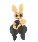  animal_crossing anthro big_butt breasts butt clothing coco_(animal_crossing) empty_eyes female gyroid huge_thighs itzjustsoda lagomorph latex_clothing latex_stockings leporid mammal nintendo rabbit simple_background solo thick_thighs video_games 
