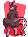  anthro big_breasts breasts brown_body brown_fur butt female fur glistening glistening_body glistening_butt glowing glowing_eyes hi_res ikakins looking_at_viewer looking_back mammal meriam_(skiesofsilver) murid murine rat rear_view red_eyes rodent sitting solo 