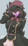  10:16 absurd_res amber_eyes anthro arumo belt big_breasts biped black_body black_fur black_nose breasts canid canine canis clothing clothing_bow exy female fur hair hat headgear headwear hi_res inner_ear_fluff long_hair mammal military_uniform open_mouth open_smile pin_button purple_body purple_fur smile solo teeth tuft uniform virtual_youtuber wolf 