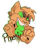  anthro fangs felid feline green_eyes green_tongue grin hi_res long_tongue male mammal phoenix_(maxspec) portrait smile solo tongue unknown_artist 