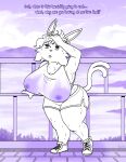  accidental_exposure anthro big_breasts bodily_fluids boots bottomwear brahkest breasts bridge cleavage clothed clothing domestic_cat eeveelution espeon exercise felid feline felis female first_person_view footwear generation_2_pokemon hi_res hiking hotpants huge_breasts huge_thighs lake mammal mature_female mountain nintendo nipple_outline nipples oblivious pokemon pokemon_(species) raining shirt short short_stack shorts skimpy solo sweat sweaty_breasts tank_top thick_thighs topwear unaware video_games wet wet_clothing wet_shirt wet_topwear wisp_(wispeon) workout 