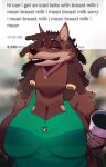  anonymous_artist anthro apron apron_only big_breasts breasts brown_hair cleavage clothed clothing container cup dreadlocks female hair hi_res holding_cup holding_object i_mean_breast_milk kii_(wolfwireless) lips mammal marsupial meme mostly_nude side_boob starbucks thick_bottom_lip thick_neck yellow_eyes 