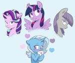  &lt;3 2020 blue_background blue_body blue_eyes blush blush_lines digital_media_(artwork) doodlemark earth_pony equid equine eyelashes eyeshadow feathered_wings feathers female feral friendship_is_magic green_eyes grey_body hair hasbro hi_res holding_object horn horse letter makeup mammal maud_pie_(mlp) multicolored_hair my_little_pony pink_body pink_eyes pony purple_body purple_eyes purple_eyeshadow purple_feathers purple_hair simple_background spread_wings starlight_glimmer_(mlp) trixie_(mlp) twilight_sparkle_(mlp) two_tone_hair unicorn winged_unicorn wings 