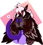  &lt;3 anthro aspenofsimpcon avian beak big_breasts bird breasts brown_body demon demon_humanoid duo feathers female genitals hair huge_breasts humanoid long_hair male male/female neth_(aspen) penis purple_body red_eyes size_difference smaller_male smothering tail_genitals tail_penis unusual_anatomy unusual_genitalia_placement unusual_penis_placement unusual_tail white_hair wren_(aspen) 