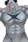  abs anthro armpit_hair body_hair dragon giansar grey_body hi_res horn leakybrush lifewonders live-a-hero looking_at_viewer male muscular muscular_anthro muscular_male nipples nude pecs pubes scar solo video_games 