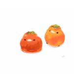  animal_focus bird chai_(drawingchisanne) commentary_request food food-themed_creature food_focus fruit leaf no_humans original persimmon simple_background undersized_animal white_background 