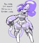  2020 anthro ball bose bose_(character) breasts bulge collar digital_media_(artwork) felid grey_background gynomorph hair hi_res holding_ball holding_object intersex mammal open_mouth purple_eyes purple_hair rubber simple_background solo standing wide_hips 