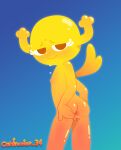  ambiguous_fluids anthro bodily_fluids breasts butt cartoon_network contractor34 female genital_fluids hi_res horn looking_at_viewer looking_back penny_fitzgerald pussy_juice small_breasts smile solo spread_butt spreading sweat the_amazing_world_of_gumball wings 