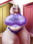  absurd_res anthro belly big_breasts big_butt bovid bovine breasts butt caprine clothing desktop digit_ring edit female goat hi_res jewelry looking_at_viewer mammal mommy_kink nr_ac ring solo text text_on_clothing topwear toriel undertale_(series) underwear wedding_ring wide_hips 