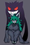  belly big_breasts breasts camel_toe clothed clothing cosplay crossover duo female fully_clothed generation_1_pokemon gengar grey_hair hair hex_maniac hi_res huge_breasts huge_hips humanoid humanoid_pointy_ears league_of_legends long_hair long_sleeves marshort nintendo pokemon pokemon_(species) riot_games shadow_creature slightly_chubby thick_thighs vex_(lol) video_games wide_hips yordle 