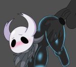  anthro arthropod blue_nipples blue_outline blush breasts butt cloak clothing eyebrows female floating_hands genitals grey_cloak hand_on_butt hanging_breasts holding_butt hollow_eyes hollow_knight horn insect male male/female neiliousdyson nipples outline penis protagonist_(hollow_knight) sex team_cherry vein vessel_(species) video_games 