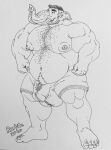  2022 absurd_res anthro areola balls barefoot bartholomew_martins belly biceps big_balls big_belly big_breasts big_muscles big_nipples big_pecs big_penis biped black_hair body_hair bottomwear breasts brunkdutt bulge chest_hair clothed clothing detailed detailed_bulge elephantid exercise_clothing facial_hair feet fingers flaccid genital_outline genitals hair hairy happy_trail hi_res humanoid_hands hyper male mammal monochrome musclegut muscular muscular_anthro muscular_arms muscular_legs muscular_male muscular_thighs navel nipples overweight overweight_anthro overweight_male pecs penis penis_outline proboscidean pubes ripping rutilearts shorts side_view signature simple_background skimpy smile solo standing stubble tight_clothing toes topless topless_anthro topless_male traditional_media_(artwork) trunk tusks white_hair 