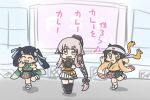  3girls :3 apron black_footwear black_gloves black_hair boots brown_eyes brown_hair closed_eyes dancing ferret-san gloves green_hakama green_kimono green_skirt hair_ribbon hakama hakama_short_skirt hakama_skirt headband hiryuu_(kancolle) hiryuu_kai_ni_(kancolle) japanese_clothes kantai_collection kimono knee_boots long_hair microphone multicolored_apron multiple_girls music one_side_up open_mouth orange_kimono pink_hair pleated_skirt ponytail ribbon short_hair singing skirt souryuu_(kancolle) souryuu_kai_ni_(kancolle) twintails very_long_hair wide_sleeves yura_(kancolle) yura_kai_ni_(kancolle) 