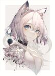  1girl animal_ear_fluff animal_ears blue_eyes commission highres hito_komoru looking_at_viewer original parted_lips portrait short_hair simple_background skeb_commission solo white_background white_hair 